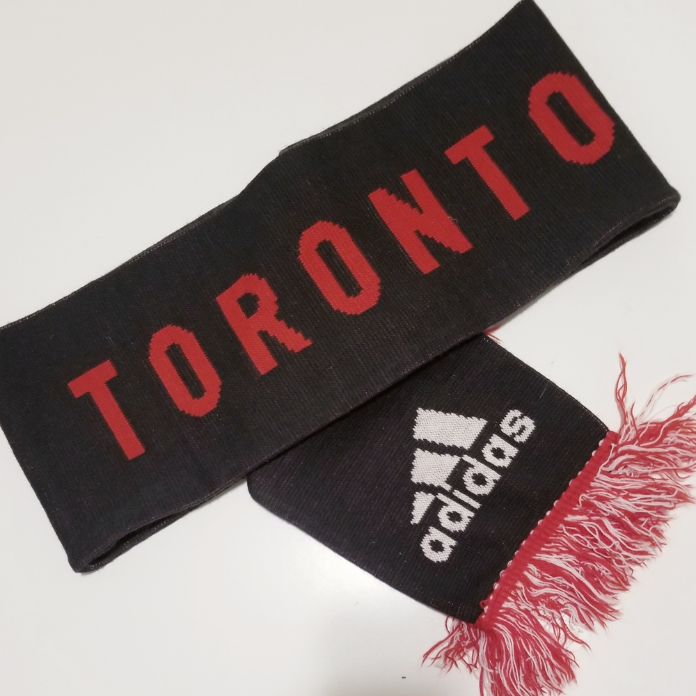 Adidas Black and Red Toronto Fc Soccer Club Scarf